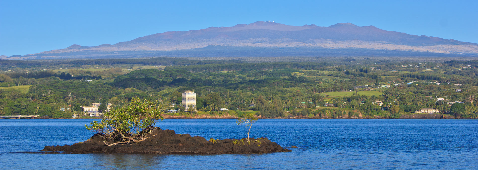 Beautiful Hilo, Hawaii with Mauna Kea in the background